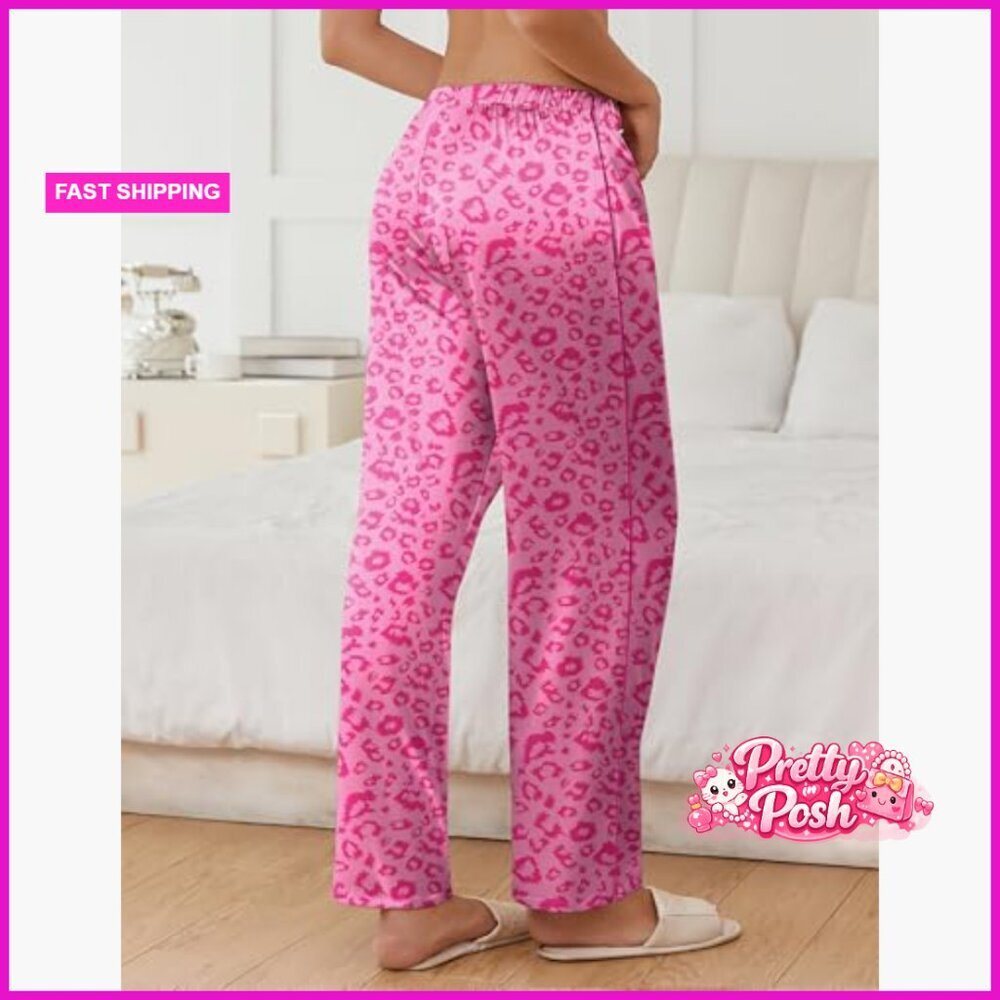 Silk Satin Pajama Pants Soft Comfy Loose Wide Leg Lounge - Picture 2 of 7